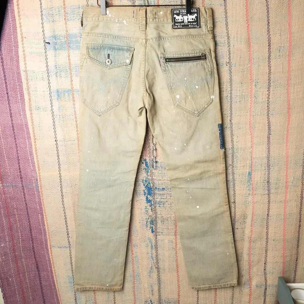 Custom levis 511 patchwork jeans 34 x 32